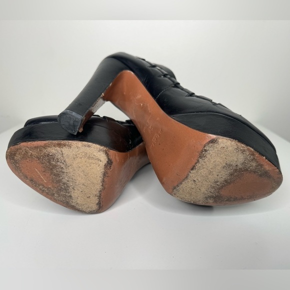 Alaia Platform Black Leather Ankle-Strap Heels - Size 38 - Picture 6 of 7